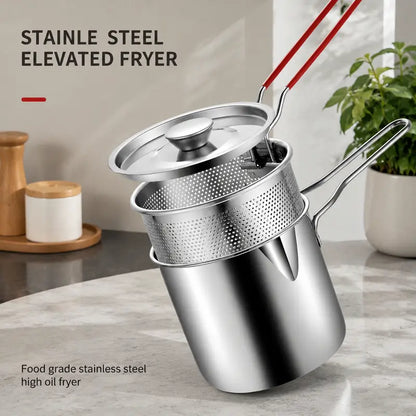 🍟 Personal Mini Deep Fryer Set – 3.65-Quart Stainless Steel Deep Fryer Pot with Basket & Glass Lid – Induction, Oven & Dishwasher Safe