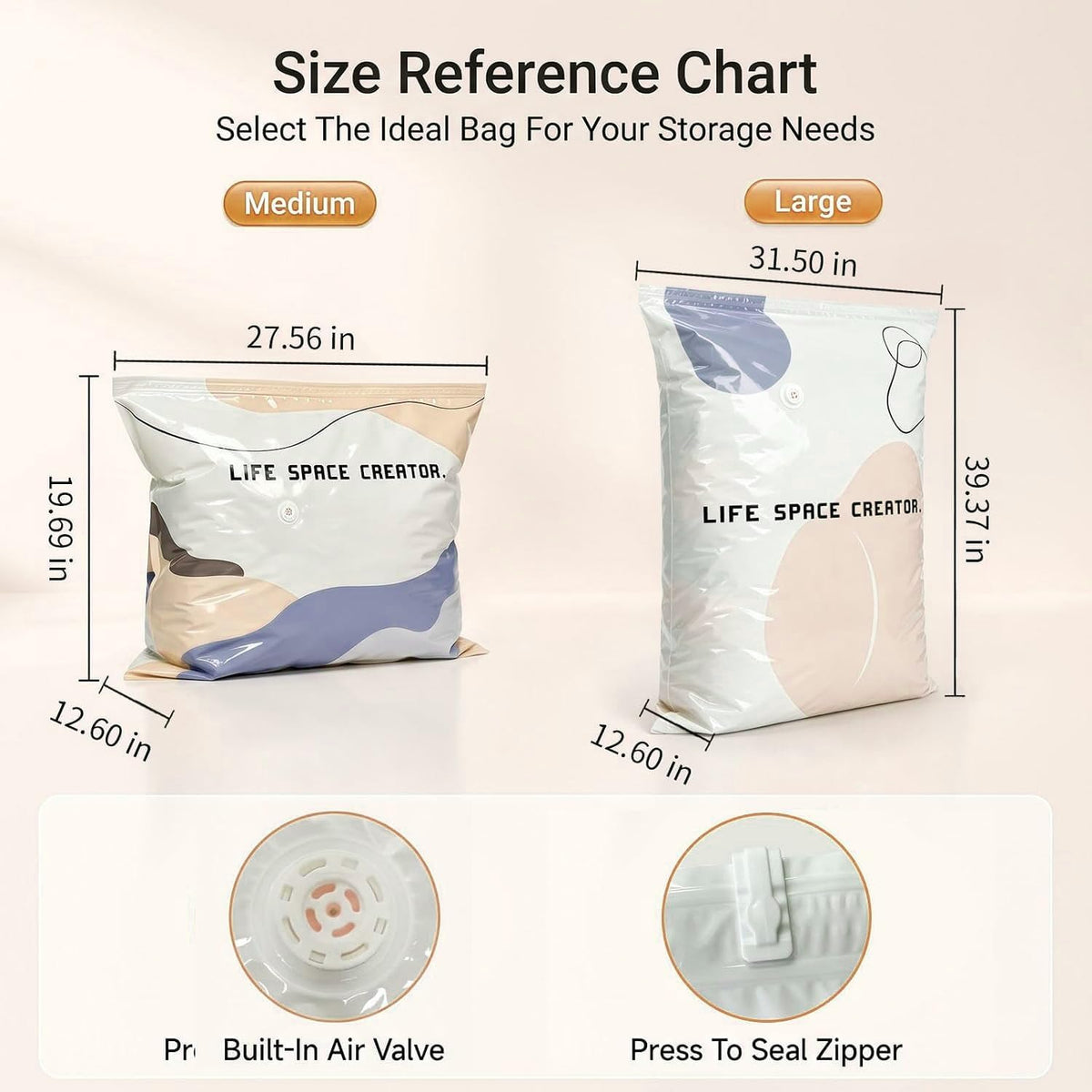 2026 New No Pump Large Vacuum Storage Compression Bags,Thick and Airtight Reusable Organizer Suitable for Clothes