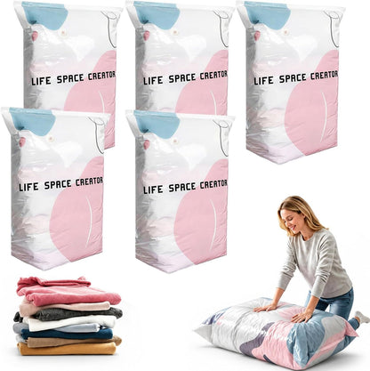 2026 New No Pump Large Vacuum Storage Compression Bags,Thick and Airtight Reusable Organizer Suitable for Clothes