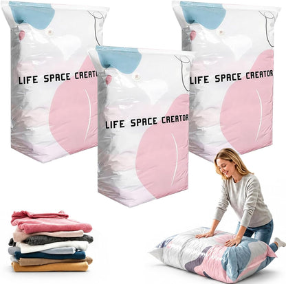 2026 New No Pump Large Vacuum Storage Compression Bags,Thick and Airtight Reusable Organizer Suitable for Clothes